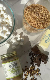 Brown Butter Rice Crispy Treats with Pistachio Crunch Almond Butter