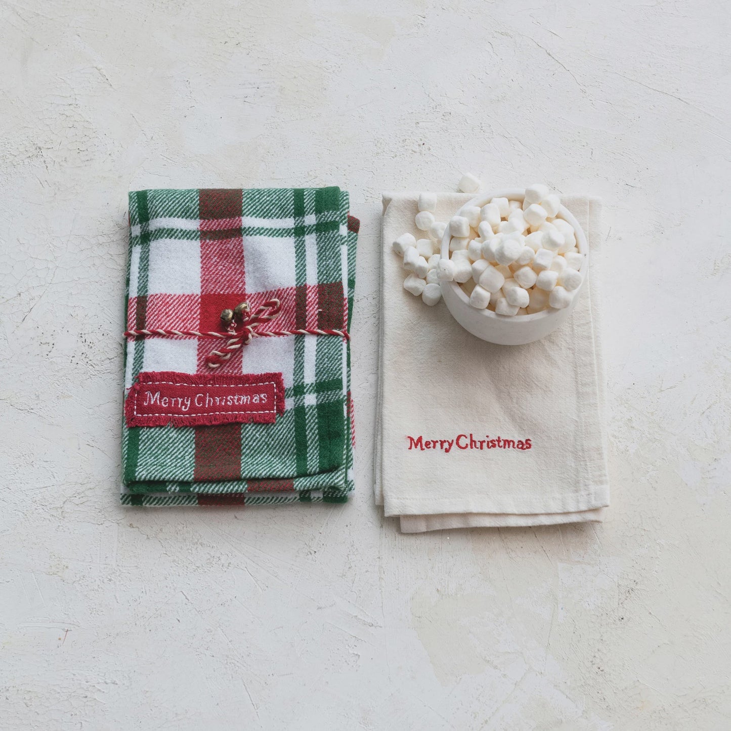 Brushed Cotton Flannel & Linen Christmas Tea Towels