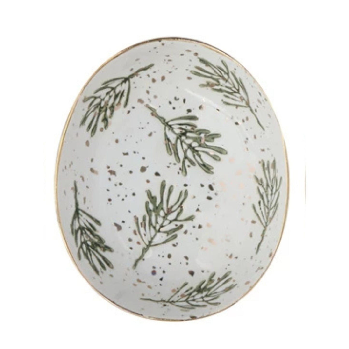 Oval Stoneware Dish with Greenery