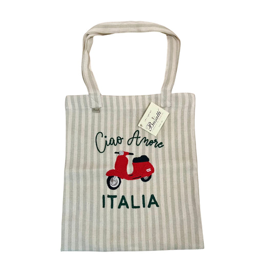 Busatti Embroidered Shopper Tote-Ciao Amore
