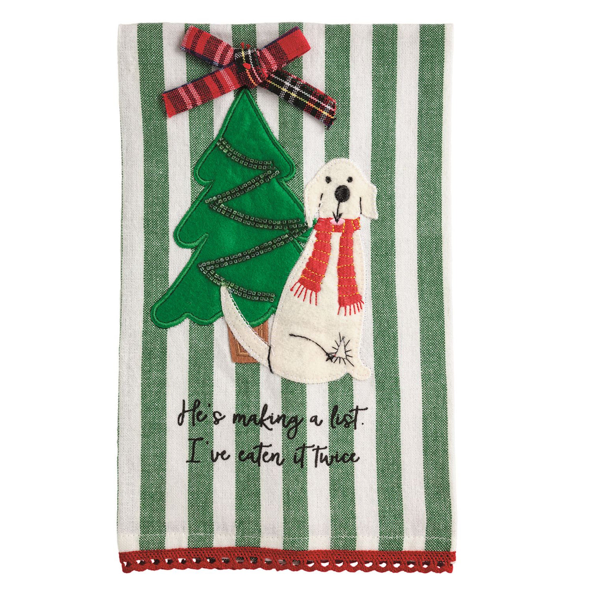 He's Making A List Dog Ric Rac Kitchen Towel