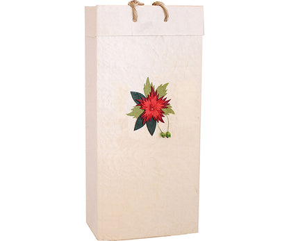 Red Flower Holiday Handmade Paper Bottle Bag
