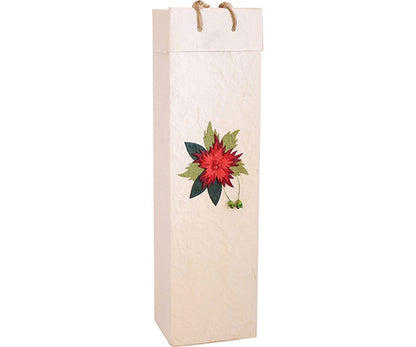 Red Flower Holiday Handmade Paper Bottle Bag