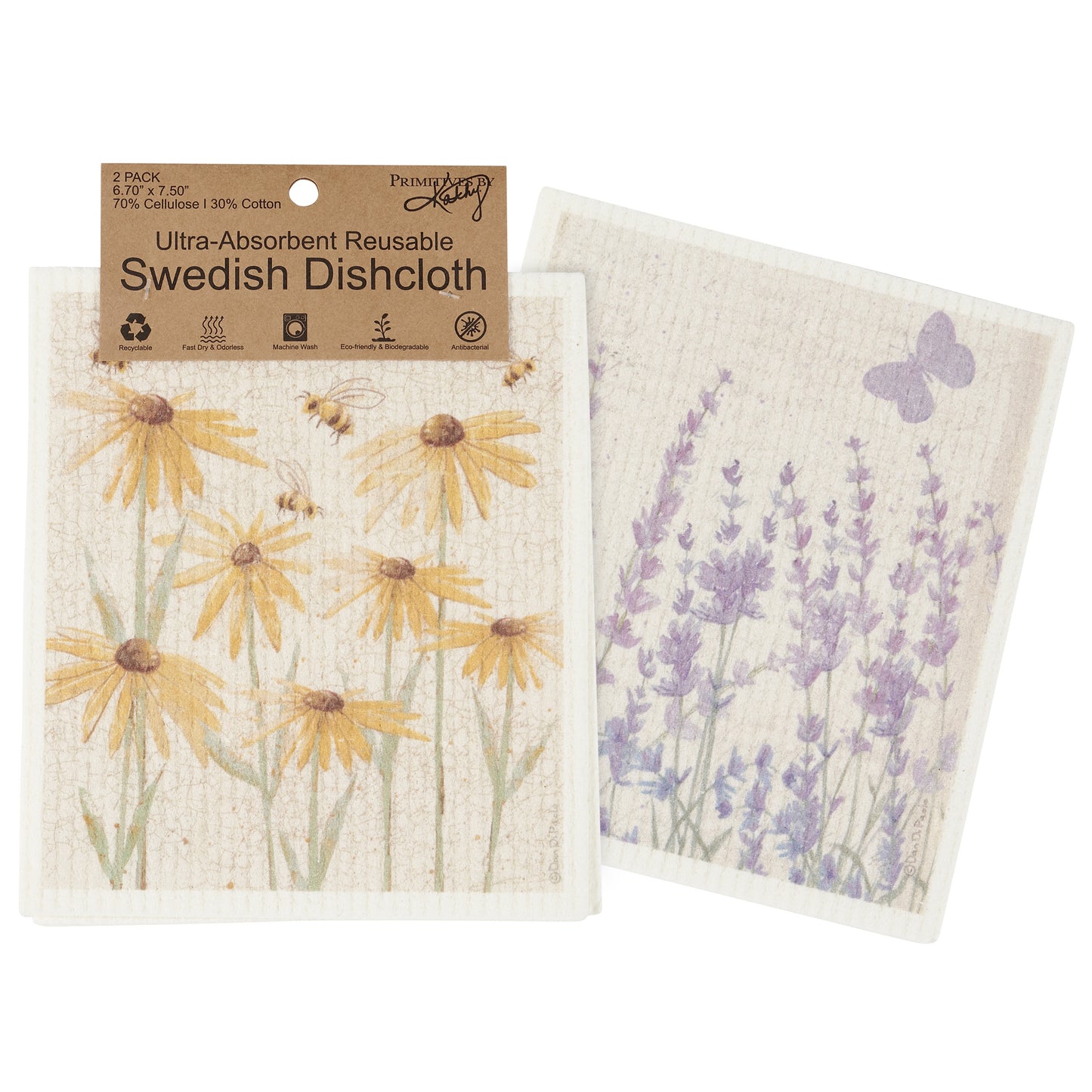 Rustic Floral Swedish Dishcloth Set