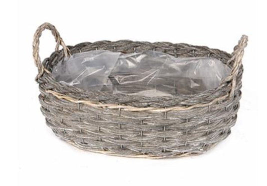 Gray Oval Willow Tub