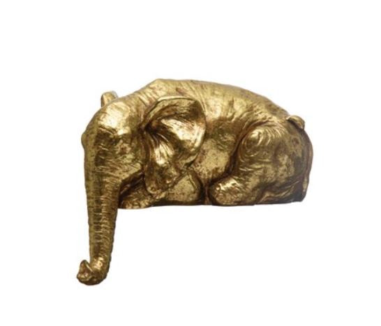Gold Resin Elephant Shelf Sitter