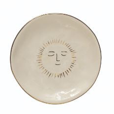 Stoneware Plate with Sun & Gold Electroplating