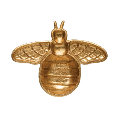 Cast Iron Bee Dish with Gold Finish