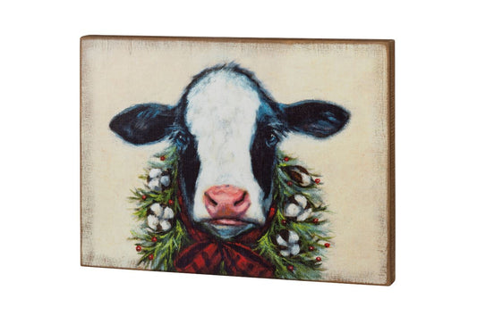 Calf with Evergreen Wreath Box Sign