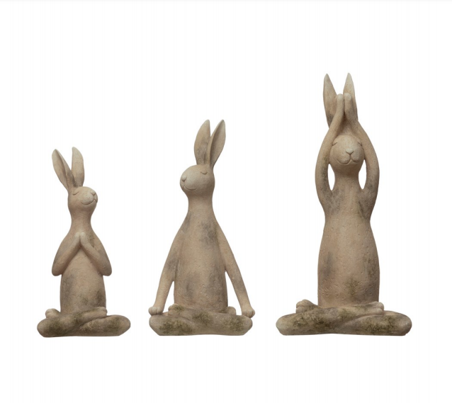 Resin Yoga Rabbit, Set of 3