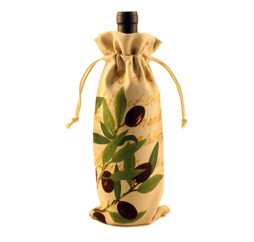 Canvas Olive-Themed Bottle Bag